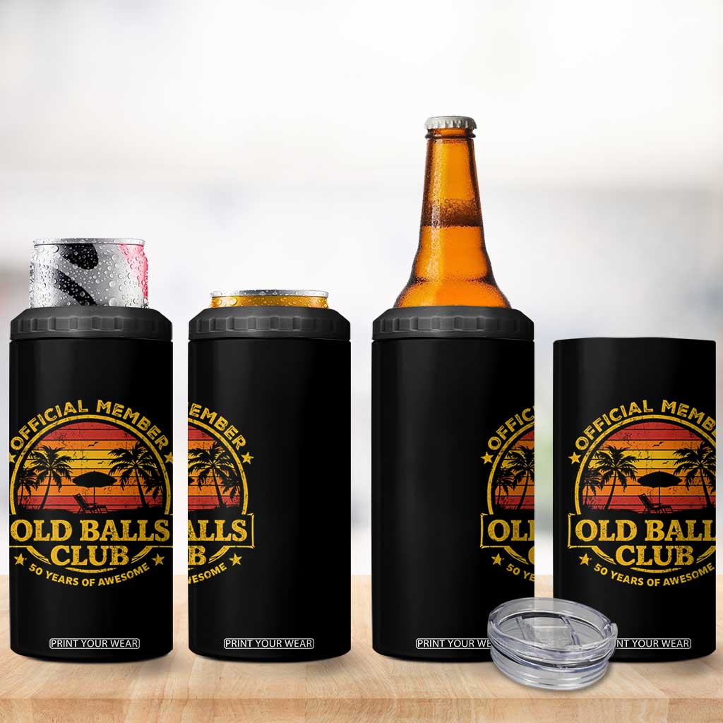 Funny 50th Birthday 4 in 1 Can Cooler Tumbler Retro Old Balls Club Gag Gift TS10 Print Your Wear