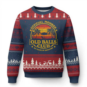Funny 50th Birthday Ugly Christmas Sweater Retro Old Balls Club Gag Gift TS10 Navy Red Print Your Wear