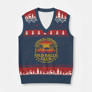 Funny 50th Birthday V-Neck Knit Sweater Vest Retro Old Balls Club Gag Gift TS10 Navy Red Print Your Wear