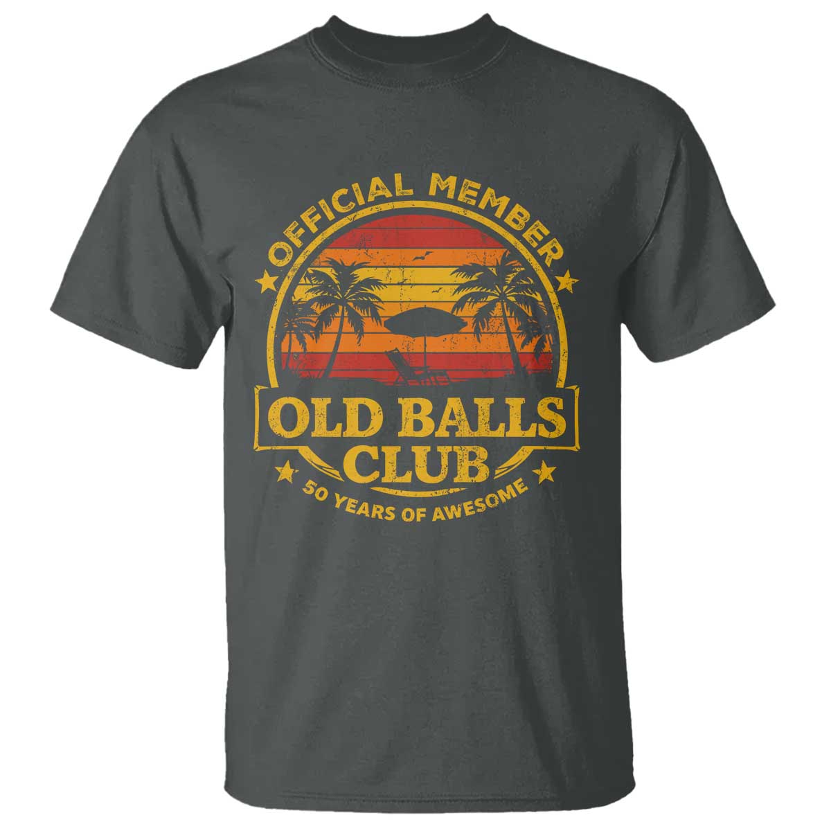 Funny 50th Birthday T Shirt Retro Old Balls Club Gag Gift TS10 Dark Heather Print Your Wear