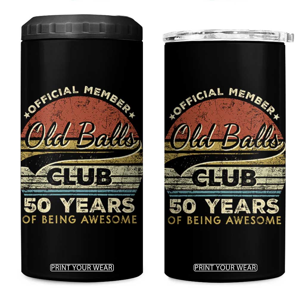 Funny 50th Birthday 4 in 1 Can Cooler Tumbler Retro Old Balls Club 50 Years Of Awesome Gag Gift TS10 One Size: 16 oz Black Print Your Wear
