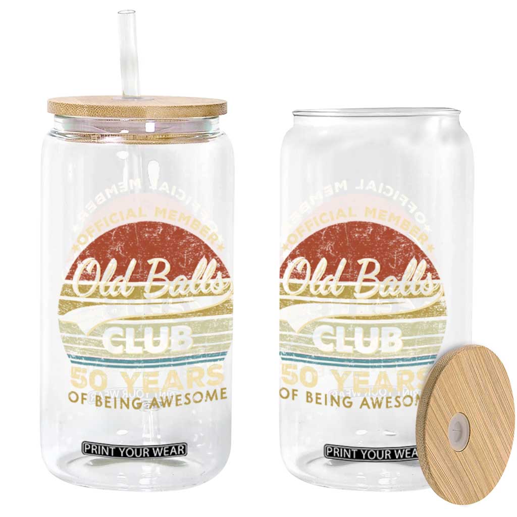 Funny 50th Birthday Glass Can Retro Old Balls Club 50 Years Of Awesome Gag Gift TS10 Print Your Wear