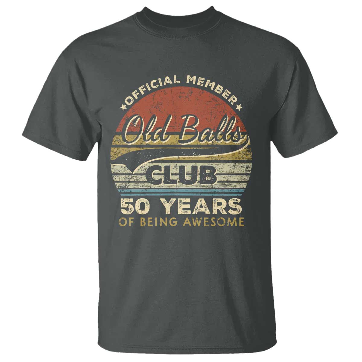 Funny 50th Birthday T Shirt Retro Old Balls Club 50 Years Of Awesome Gag Gift TS10 Dark Heather Print Your Wear