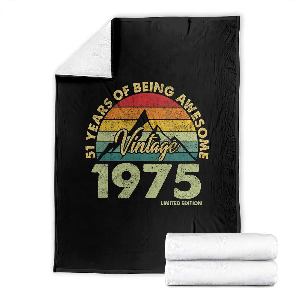 51th Birthday Throw Blanket Vintage 1975 Limited Edition 51 Years Old Gift TS10 Black Print Your Wear