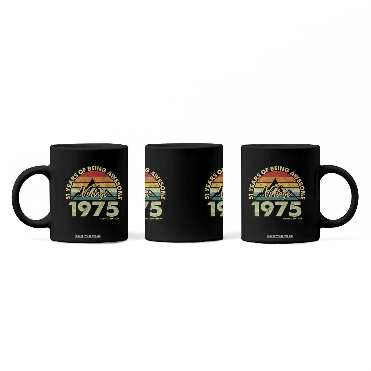 51th Birthday Coffee Mug Vintage 1975 Limited Edition 51 Years Old Gift