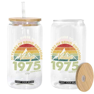 51th Birthday Glass Can Vintage 1975 Limited Edition 51 Years Old Gift