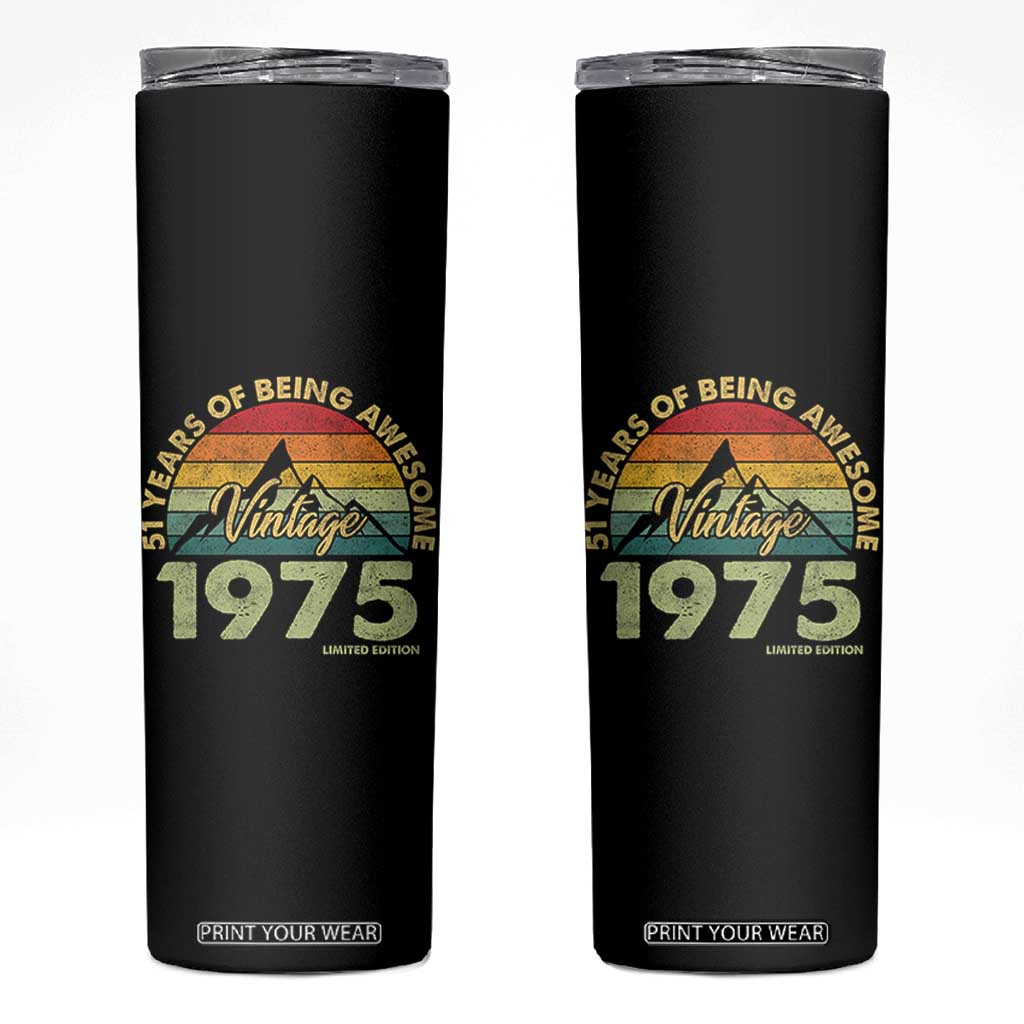51th Birthday Skinny Tumbler Vintage 1975 Limited Edition 51 Years Old Gift