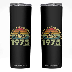 51th Birthday Skinny Tumbler Vintage 1975 Limited Edition 51 Years Old Gift