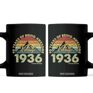 90th Birthday Coffee Mug Vintage 1936 Limited Edition 90 Year Old Gift TS10 Black Print Your Wear