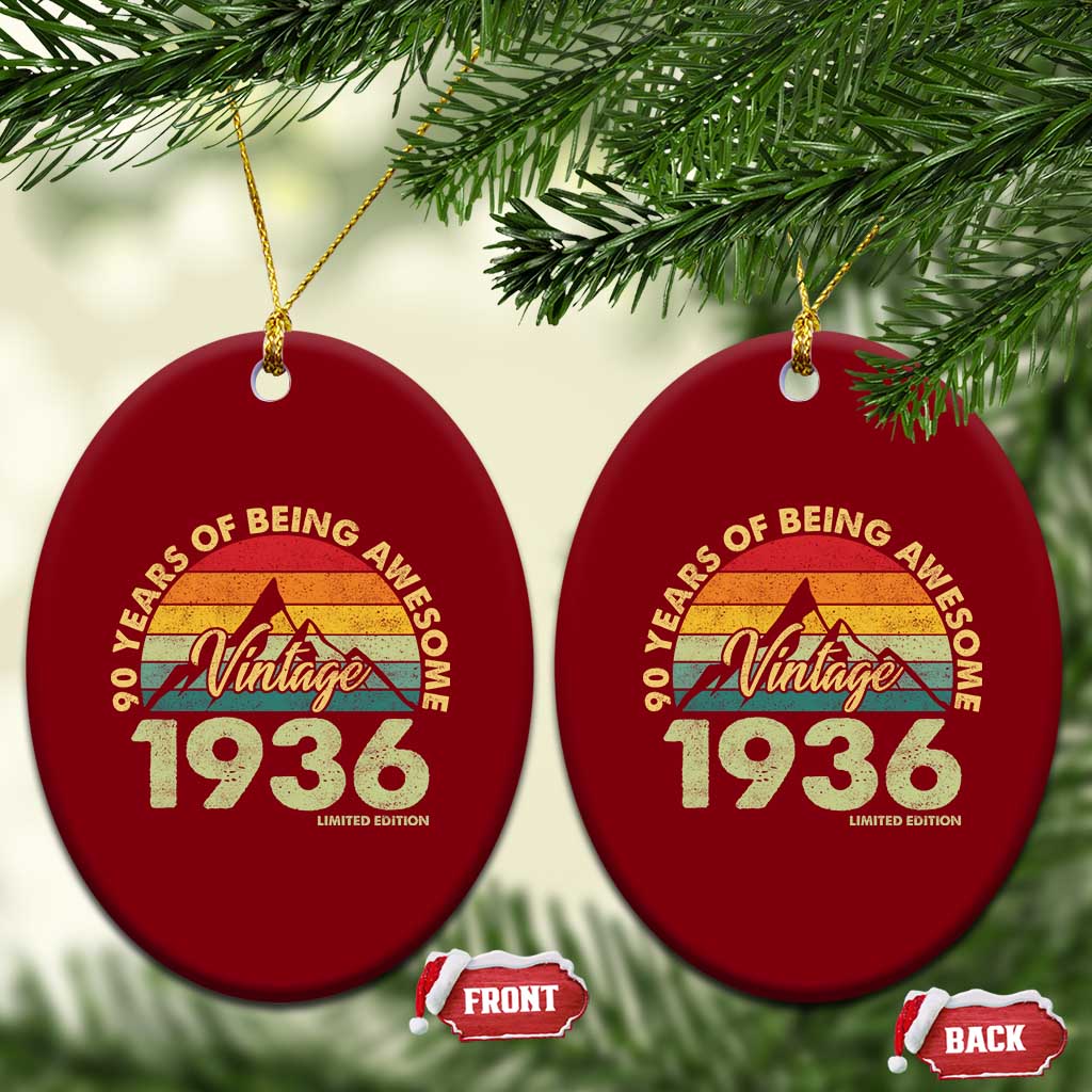 90th Birthday Ceramic Ornament Vintage 1936 Limited Edition 90 Year Old Gift TS10 Print Your Wear