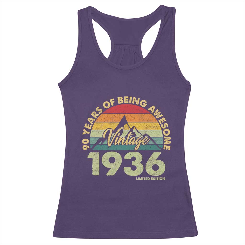 90th Birthday Racerback Tank Top Vintage 1936 Limited Edition 90 Year Old Gift TS10 Purple Print Your Wear