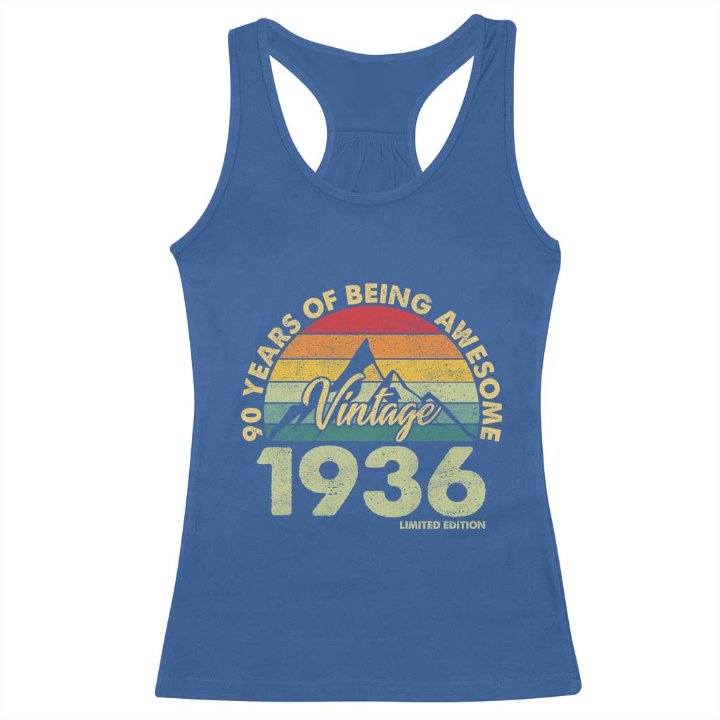 90th Birthday Racerback Tank Top Vintage 1936 Limited Edition 90 Year Old Gift TS10 Royal Blue Print Your Wear