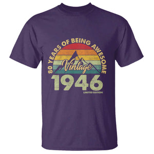 80th Birthday T Shirt Vintage 1946 Limited Edition 80 Year Old Gift TS10 Purple Print Your Wear