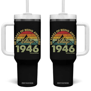 80th Birthday Tumbler With Handle Vintage 1946 Limited Edition 80 Year Old Gift TS10 One Size: 40 oz Black Print Your Wear