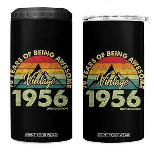 70th Birthday 4 in 1 Can Cooler Tumbler Vintage 1956 Limited Edition 70 Year Old Gift TS10 One Size: 16 oz Black Print Your Wear