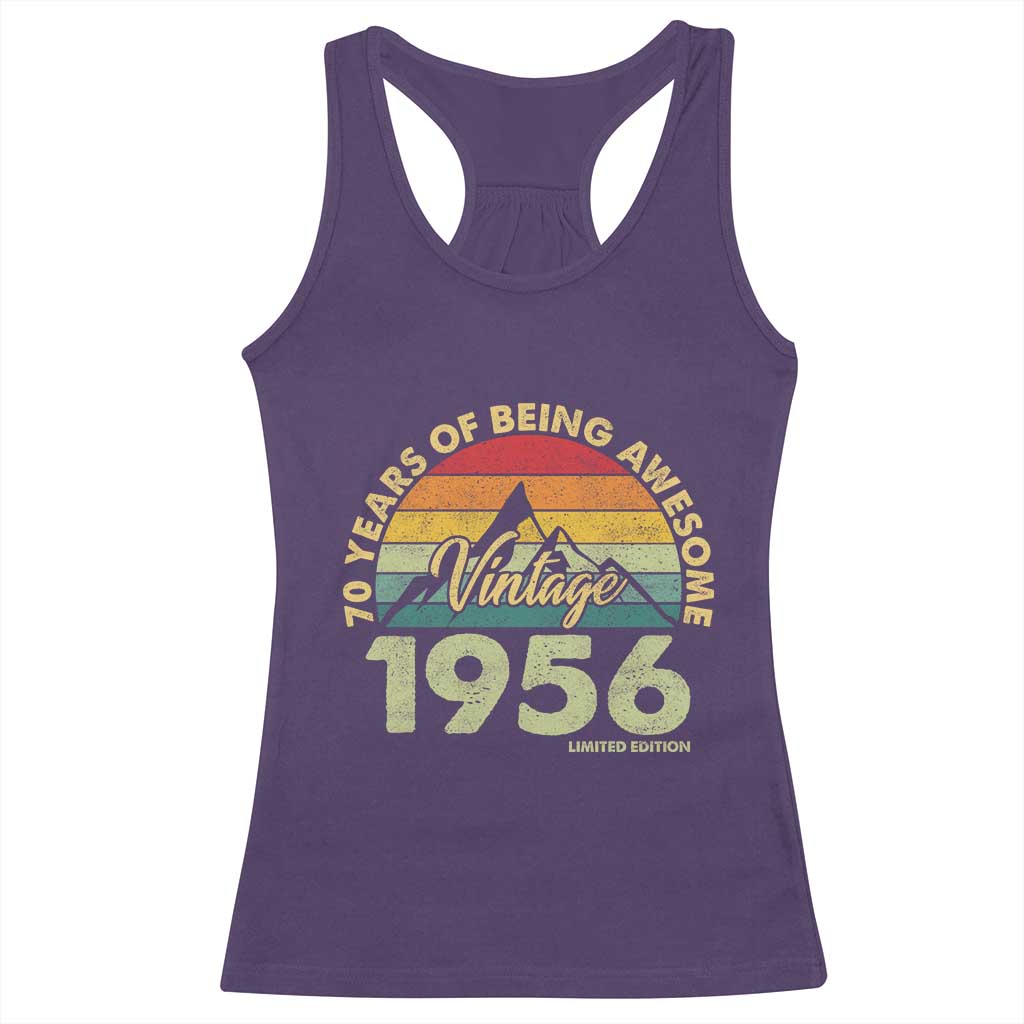 70th Birthday Racerback Tank Top Vintage 1956 Limited Edition 70 Year Old Gift TS10 Purple Print Your Wear