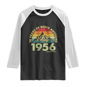 70th Birthday Raglan Shirt Vintage 1956 Limited Edition 70 Year Old Gift TS10 Black White Print Your Wear