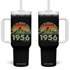 70th Birthday Tumbler With Handle Vintage 1956 Limited Edition 70 Year Old Gift TS10 One Size: 40 oz Black Print Your Wear