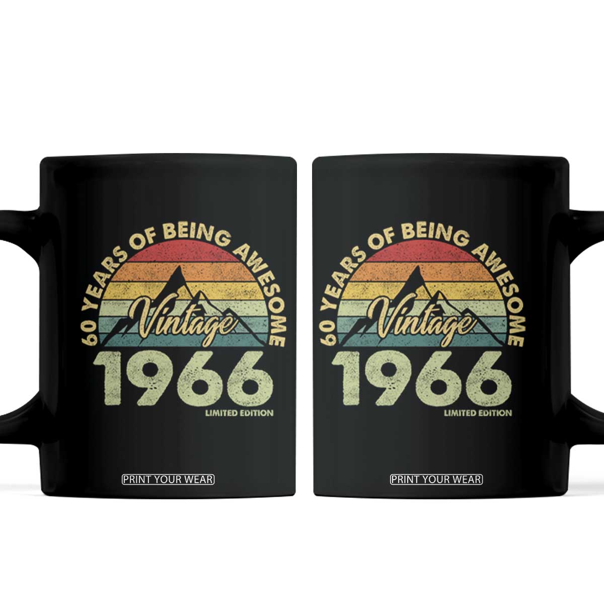 60th Birthday Coffee Mug Vintage 1966 Limited Edition 60 Year Old Gift TS10 Black Print Your Wear