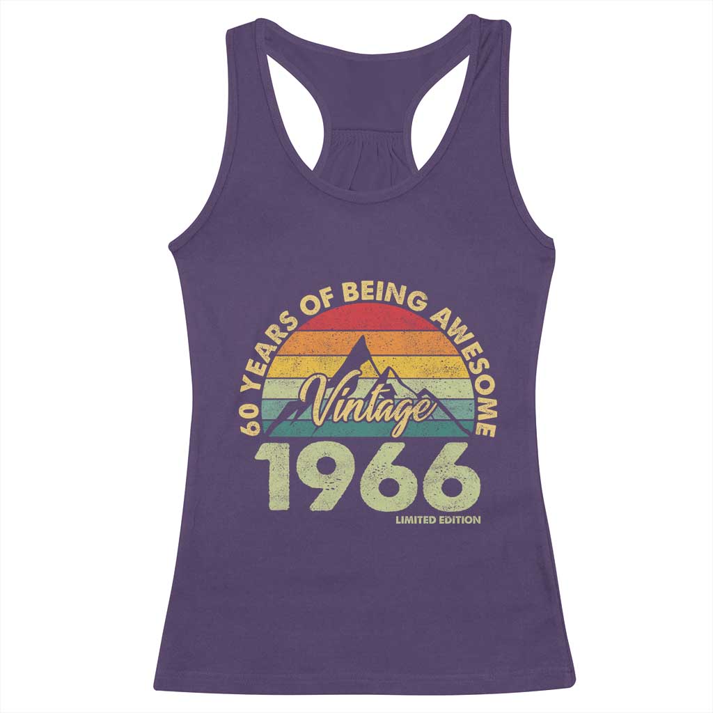 60th Birthday Racerback Tank Top Vintage 1966 Limited Edition 60 Year Old Gift TS10 Purple Print Your Wear