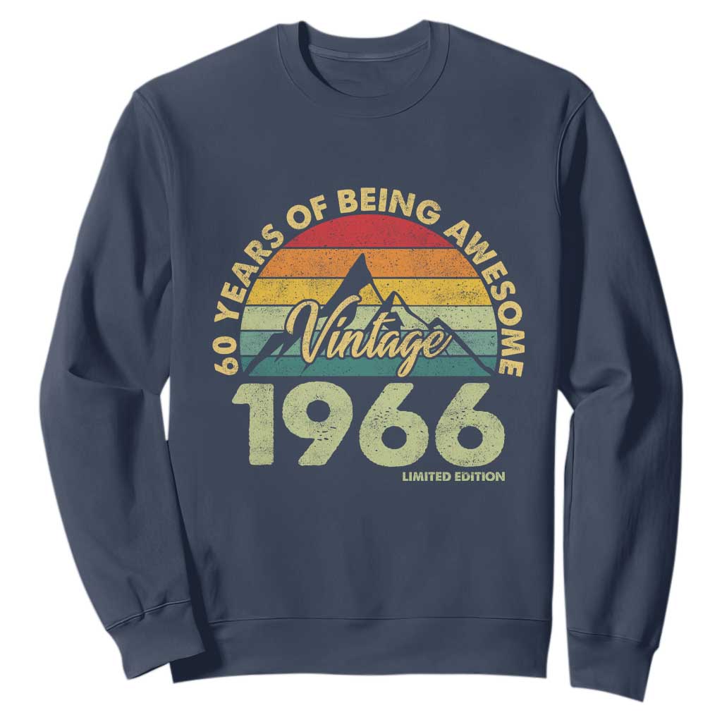 60th Birthday Sweatshirt Vintage 1966 Limited Edition 60 Year Old Gift TS10 Navy Print Your Wear