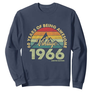 60th Birthday Sweatshirt Vintage 1966 Limited Edition 60 Year Old Gift TS10 Navy Print Your Wear