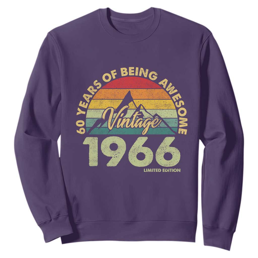 60th Birthday Sweatshirt Vintage 1966 Limited Edition 60 Year Old Gift TS10 Purple Print Your Wear