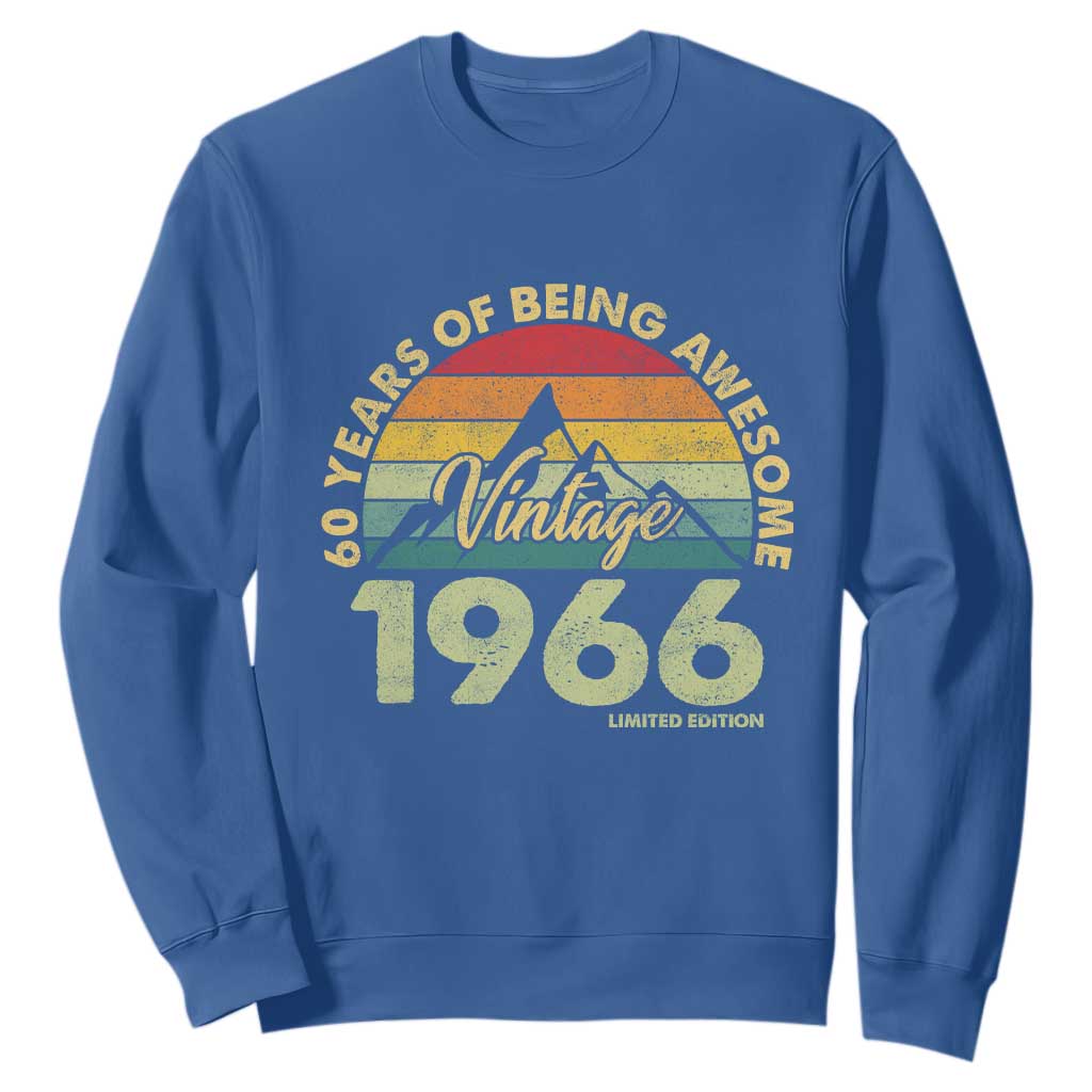 60th Birthday Sweatshirt Vintage 1966 Limited Edition 60 Year Old Gift TS10 Royal Blue Print Your Wear
