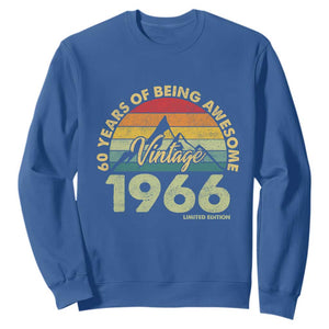 60th Birthday Sweatshirt Vintage 1966 Limited Edition 60 Year Old Gift TS10 Royal Blue Print Your Wear