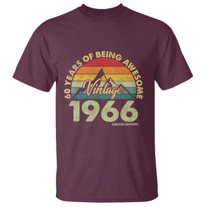 60th Birthday T Shirt Vintage 1966 Limited Edition 60 Year Old Gift TS10 Maroon Print Your Wear