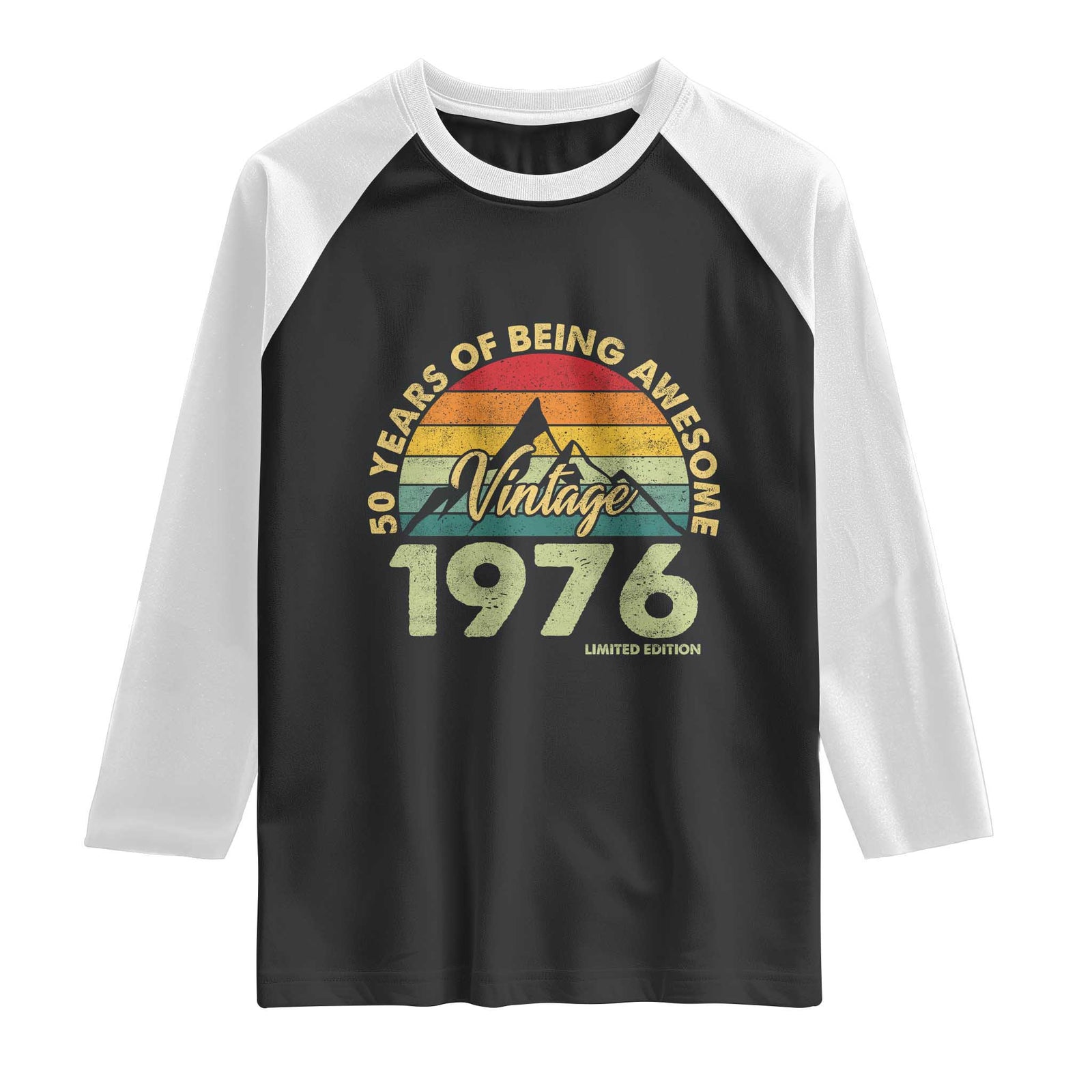 50th Birthday Raglan Shirt Vintage 1976 Limited Edition 50 Year Old Gift TS10 Black White Print Your Wear