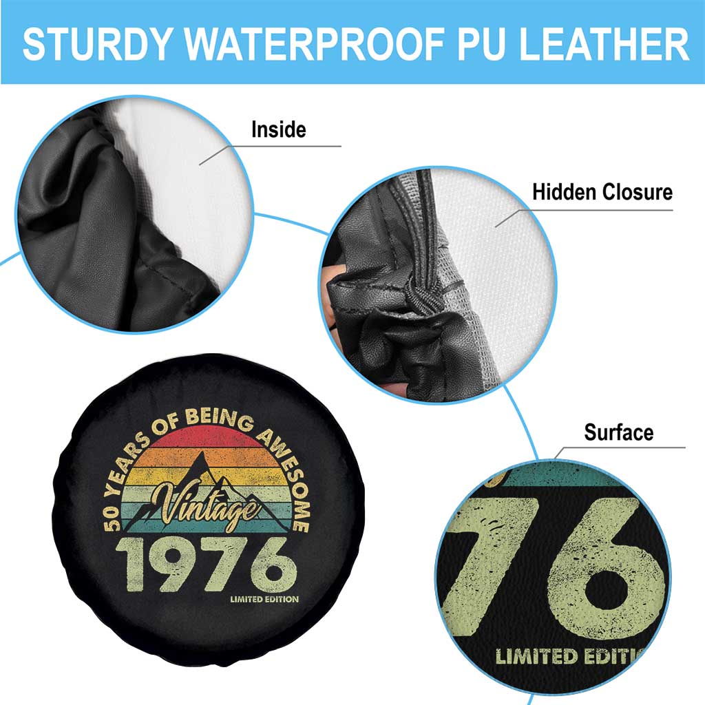50th Birthday Spare Tire Cover Vintage 1976 Limited Edition 50 Year Old Gift TS10 Print Your Wear
