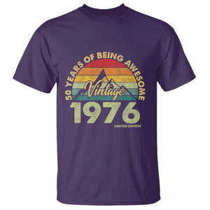 50th Birthday T Shirt Vintage 1976 Limited Edition 50 Year Old Gift TS10 Purple Print Your Wear