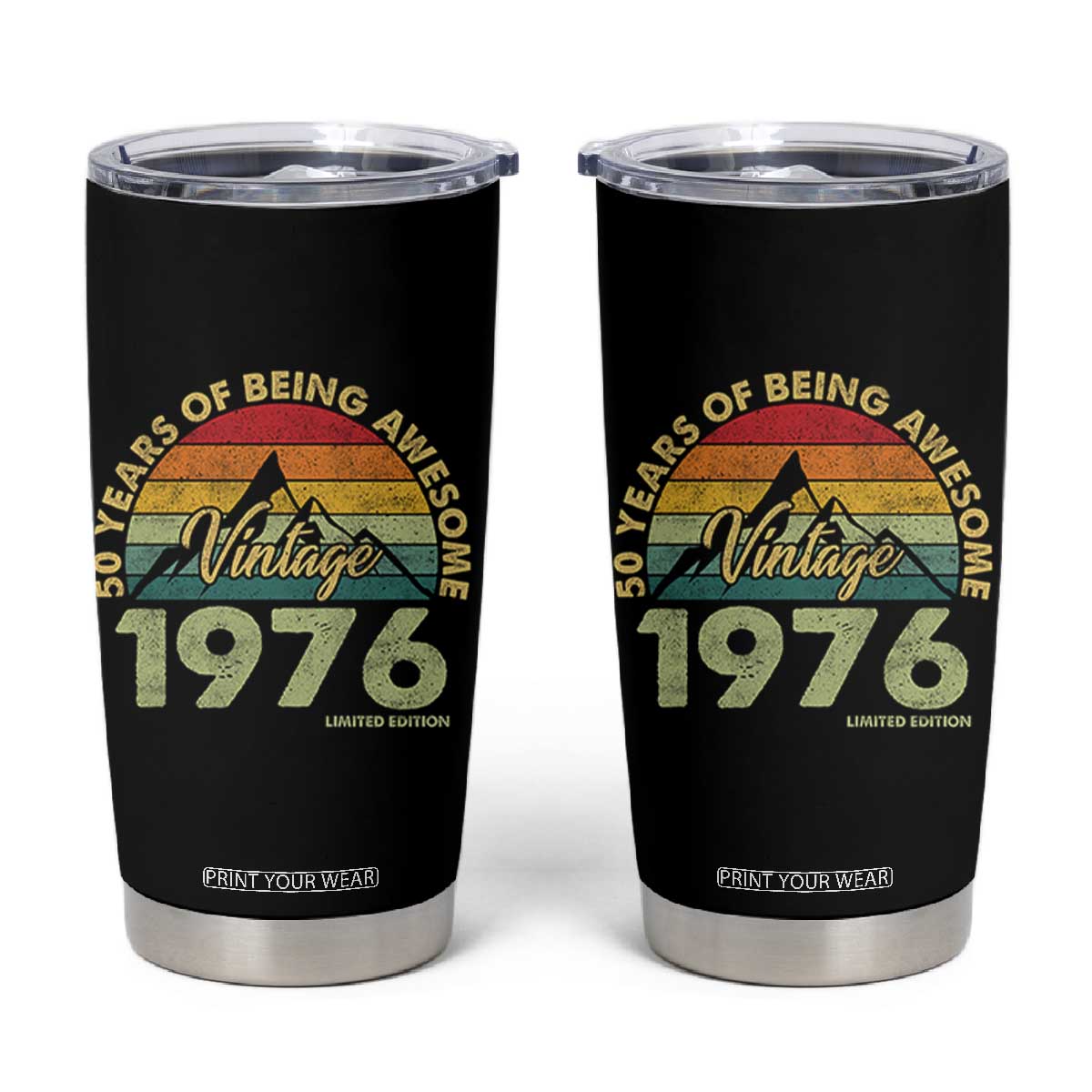 50th Birthday Tumbler Cup Vintage 1976 Limited Edition 50 Year Old Gift TS10 Black Print Your Wear