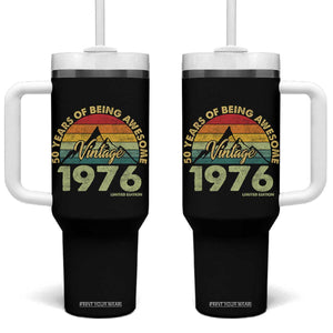 50th Birthday Tumbler With Handle Vintage 1976 Limited Edition 50 Year Old Gift TS10 One Size: 40 oz Black Print Your Wear