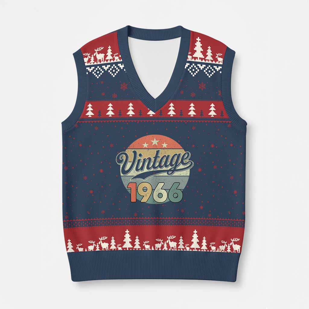 Vintage 1966 V-Neck Knit Sweater Vest 60 Year Old 60th Birthday Gifts TS10 Navy Red Print Your Wear
