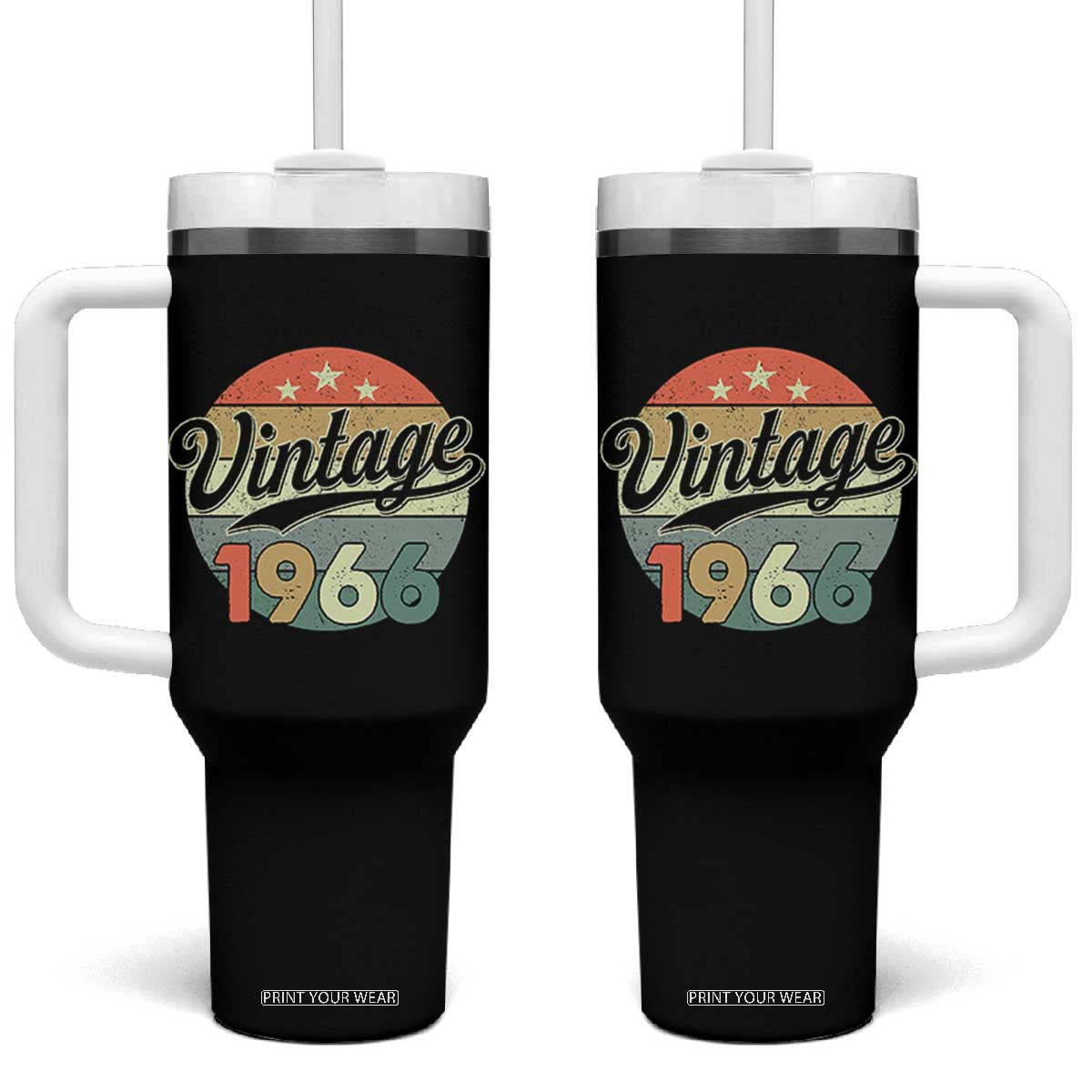 Vintage 1966 Tumbler With Handle 60 Year Old 60th Birthday Gifts TS10 One Size: 40 oz Black Print Your Wear