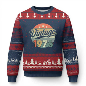 Vintage 1976 Ugly Christmas Sweater 50 Year Old 50th Birthday Gifts TS10 Navy Red Print Your Wear