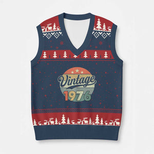 Vintage 1976 V-Neck Knit Sweater Vest 50 Year Old 50th Birthday Gifts TS10 Navy Red Print Your Wear