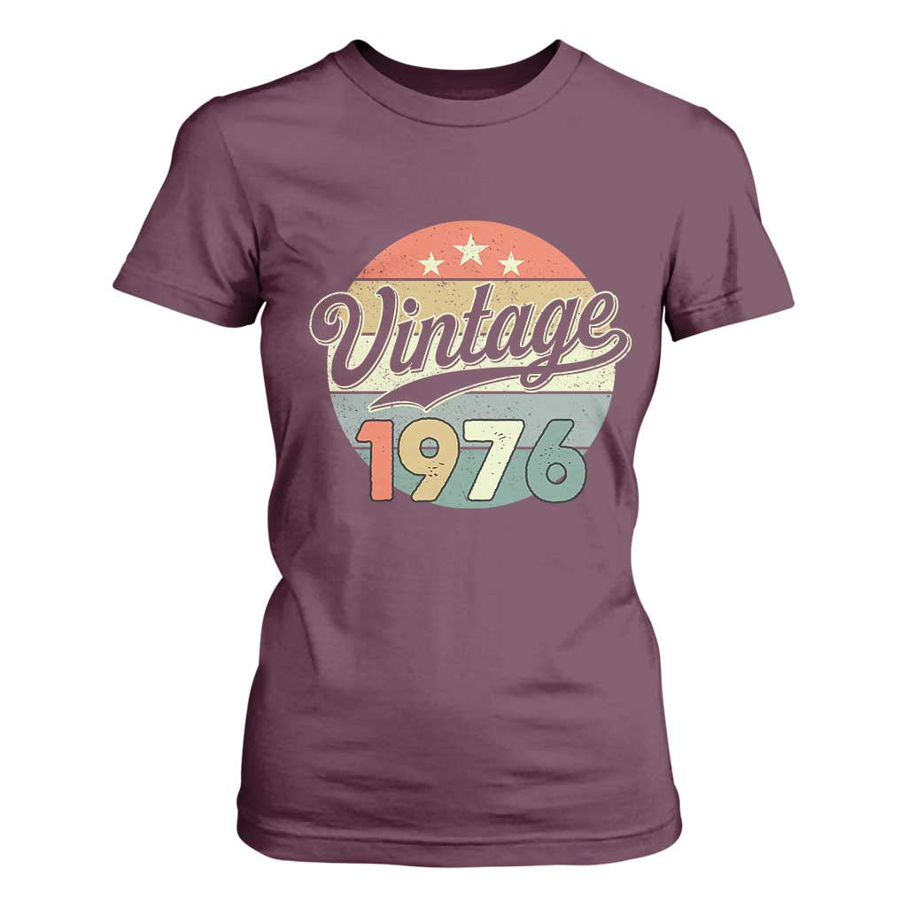 Vintage 1976 T Shirt For Women 50 Year Old 50th Birthday Gifts TS10 Maroon Print Your Wear
