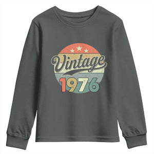 Vintage 1976 Youth Sweatshirt 50 Year Old 50th Birthday Gifts TS10 Dark Heather Print Your Wear