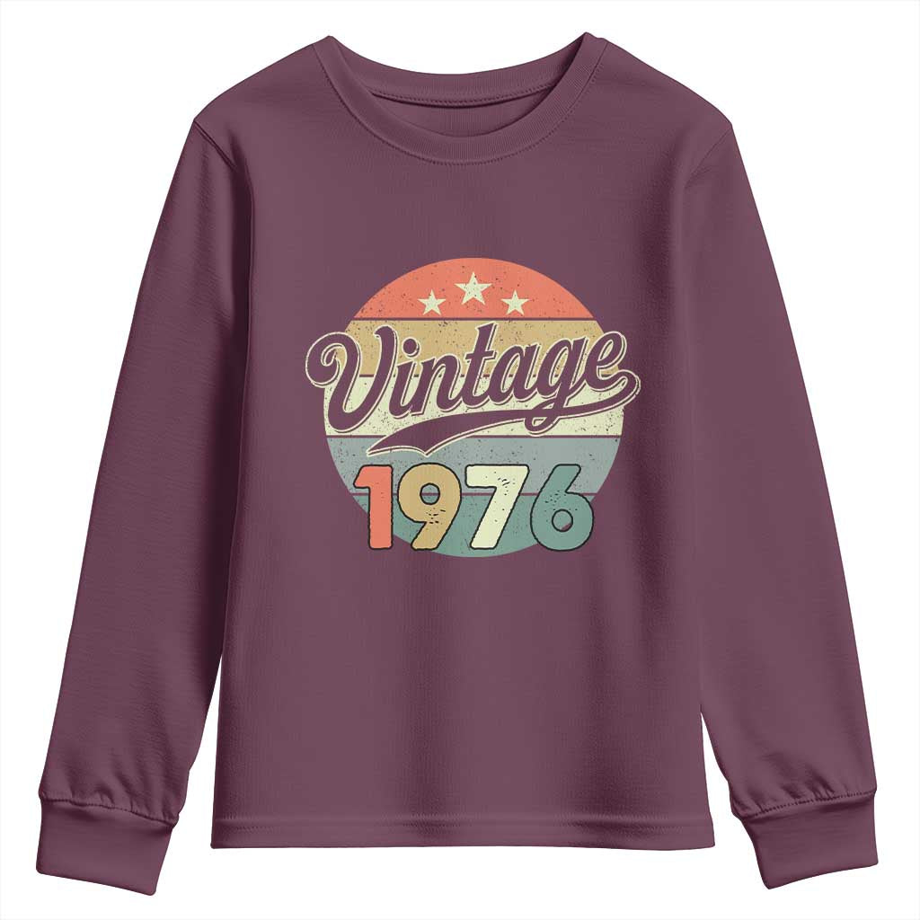 Vintage 1976 Youth Sweatshirt 50 Year Old 50th Birthday Gifts TS10 Maroon Print Your Wear