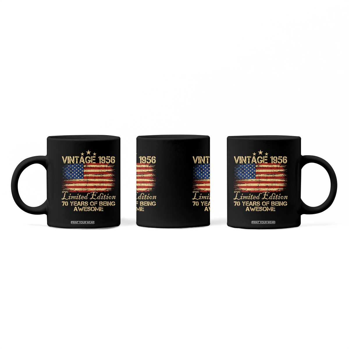 70th Birthday Coffee Mug Vintage 1956 Limited Edition 70 Year Old Birthday USA Flag TS10 Print Your Wear