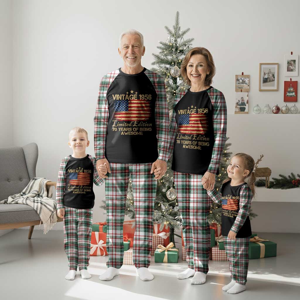 70th Birthday Plaid Pajama Set Vintage 1956 Limited Edition 70 Year Old Birthday USA Flag TS10 Christmas Plaid Print Your Wear