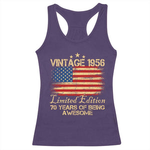 70th Birthday Racerback Tank Top Vintage 1956 Limited Edition 70 Year Old Birthday USA Flag TS10 Purple Print Your Wear