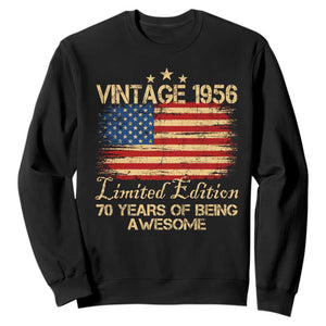 70th Birthday Sweatshirt Vintage 1956 Limited Edition 70 Year Old Birthday USA Flag TS10 Black Print Your Wear