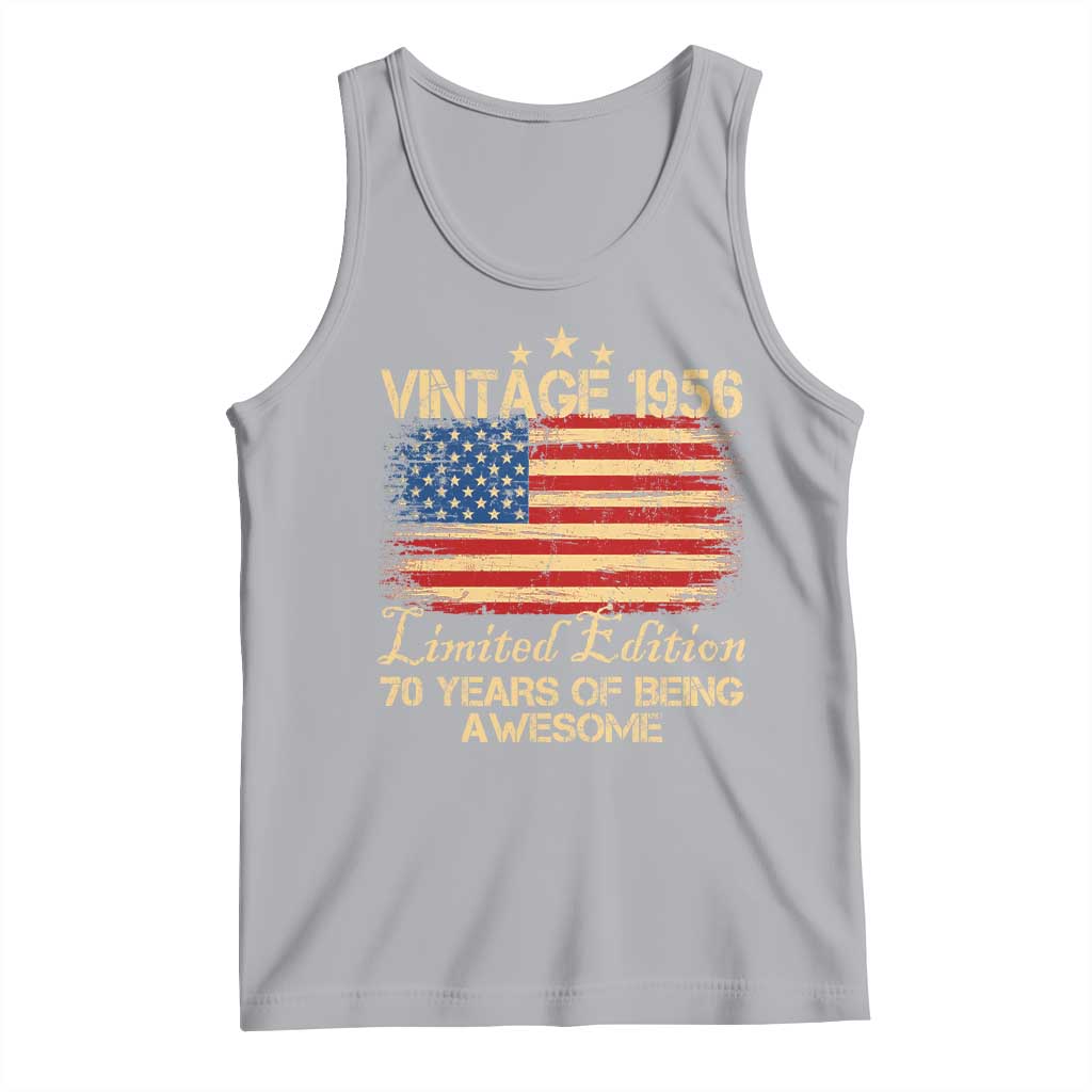 70th Birthday Tank Top Vintage 1956 Limited Edition 70 Year Old Birthday USA Flag TS10 Athletic Heather Print Your Wear