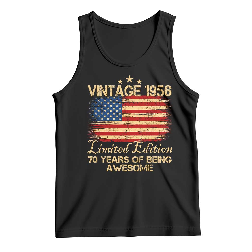 70th Birthday Tank Top Vintage 1956 Limited Edition 70 Year Old Birthday USA Flag TS10 Black Print Your Wear