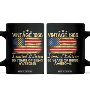 60th Birthday Coffee Mug Vintage 1966 Limited Edition 60 Year Old Birthday USA Flag TS10 Black Print Your Wear
