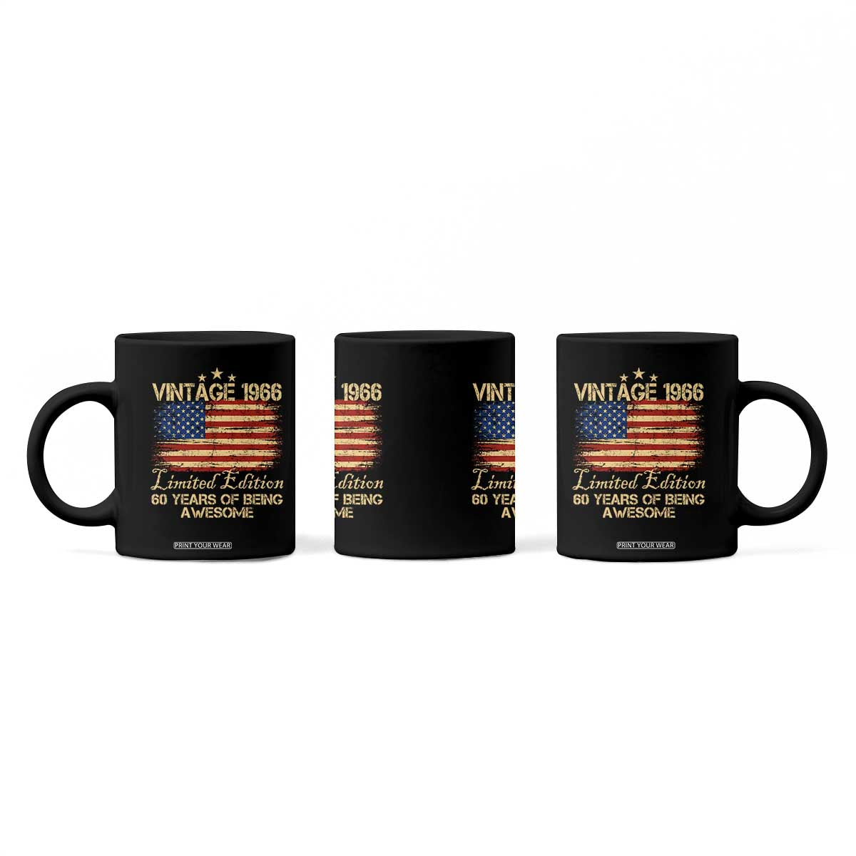 60th Birthday Coffee Mug Vintage 1966 Limited Edition 60 Year Old Birthday USA Flag TS10 Print Your Wear